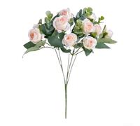Bouquet di rose artificiali di eucalipto, 30 cm, decorazione per matrimoni e casa, miscela realistica di seta-plastica, leggero e di lunga durata, per eventi e stili di interni (vino spumante)