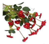 Bouquet di rose artificiali in seta, altezza 36 cm, decorazione per matrimoni e casa, composizione floreale fatta a mano con petali realistici e steli pieghevoli, per interni eleganti ed eventi (rosso