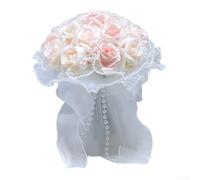 Bouquet di rose finte per matrimoni all'aperto, bouquet di rose artificiali, bouquet da tenere in mano per spose e proposte, 23 x 25 cm, rosa artificiale (per rosa champagne)