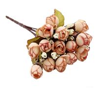 Bouquet di rose in seta a cinque steli con forme dettagliate di boccioli di stella per matrimoni e decorazioni floreali per interni di casa (K)