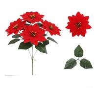 Bouquet di stelle di Natale multiramo in seta resistente allo sbiadimento, per decorazioni natalizie tutto l'anno, conservazione e riutilizzo più stagioni (AL681-240-5)