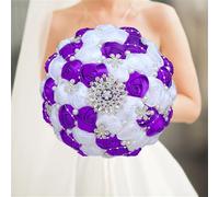 Bouquet di strass viola chiaro di lusso per sposa fiori fatti a mano damigelle d'onore decorazione a mano accessori da sposa R5 20 CM