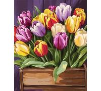 Bouquet di tulipani Dipingere con i Numeri per Adulti Senza Cornice 40x50cm,Kit di Pittura a Olio su Tela Fai da Te per Principianti con pennelli e pigmenti Acrilici per Decora Regalo