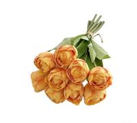 Bouquet di tulipani in seta artificiale con dettagli sul bordo bruciato, con 9 teste per uso nuziale, decorazione della casa e da utilizzare come accessorio fotografico tutto l'anno (giallo e