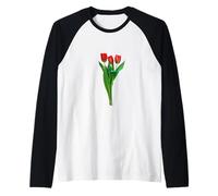 Bouquet di tulipani rossi Maglia con Maniche Raglan