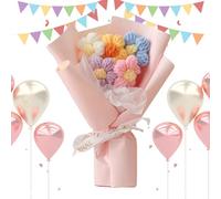 Bouquet fatto a mano - Set di bouquet artificiale, composizione floreale lavorata a maglia | Bouquet artificiale fatto a mano all'uncinetto