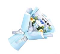 Bouquet floreale artificiale creato utilizzando tecniche di tessuto a maglia per una consistenza sottile e una delicata miscelazione di colori negli spazi interni (blu)