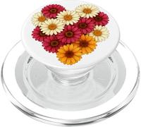 Bouquet floreale botanico a forma di cuore rosso bianco giallo margherita PopSockets PopGrip per MagSafe