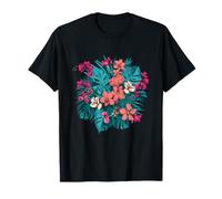 Bouquet Floreale Hawaiano con Ibisco e Giungla di Orchidee Maglietta