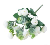 Bouquet floreale in seta con camelia rosa di eucalipto, per interni ed esterni, decorazione per la casa o per matrimoni (bianco)