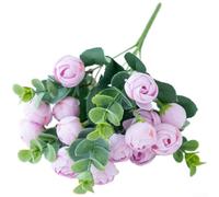 Bouquet floreale in seta con camelia rosa eucalipto per interni ed esterni, decorazione per la casa e matrimoni (viola)