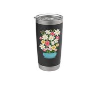 Bouquet floreale in un vaso blu Bicchiere termico in acciaio inox doppia parete