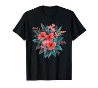 Bouquet Floreale Tropicale di Ibisco e Orchidee Esotiche Maglietta