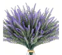 Bouquet Lavanda Artificiale, 12 Pezzi Fiori Di Lavanda Artificiales Pianta di Simulazione Naturale, per Camera, Matrimonio, Festa, Decorazione Garden Yard, Piante da Vasi, Vicino al Naturale (Viola)