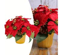 Bouquet Poinsettia Artificiale Fiori di Natale Realistico per Decorazione