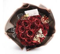 Bouquet Rose Rosse Finte Brillantini Eterna Mazzo di Fiori Glitterati