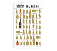 Bourbon Scratch Off Poster - Top 50 Bourbons Bucket List Banner. Decorazione da parete per la casa. Idee regalo di compleanno per lei o lui. Man Cave, Bar & Pub Art Supplies 11x17 In Best 50 Bourbon