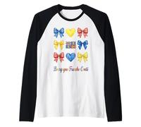 Bourgogne Franche Comté Coquette Bow Girls Maglia con Maniche Raglan