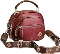 Bousalutend Crossbody Bag, Adjustable Wide Shoulder Strap Leather Shoulder Bag, Classic Luxury Multifunctional Compartments(Red)