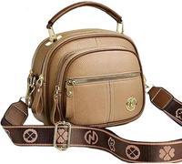 Bousalutend Crossbody Bag, Adjustable Wide Shoulder Strap Leather Shoulder Bag, Classic Luxury Multifunctional Compartments(Khaki)