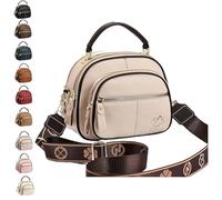 Bousalutend Crossbody Bag, Adjustable Wide Shoulder Strap Leather Shoulder Bag for Women (Apricot)