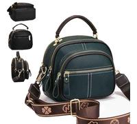Bousalutend Crossbody Bag,Classic Multifunctional Compartments,Adjustable Wide Shoulder Strap Leather Crossbody Bag (Green)