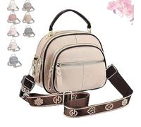 Bousalutend Crossbody Bag, Classic Multifunctional Compartments Adjustable Wide Shoulder Strap Leather Crossbody - Fashion Bag (Light Khaki)