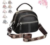 Bousalutend Crossbody Bag, Classic Multifunctional Compartments Adjustable Wide Shoulder Strap Leather Crossbody - Fashion Bag (Black)