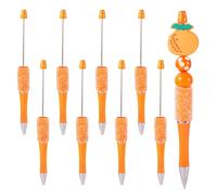 Boutigem 10 penne con perline fai da te, in plastica, con strass scintillanti, penne a sfera per ufficio, scuola, studenti, insegnanti, forniture decorative, arancione