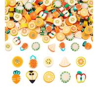 Boutigem 100 perline Heishi in argilla polimerica fatte a mano, a tema frutta, 10 stili, arancione, ananas, banana, carota, per la creazione di gioielli fai da te estivi da spiaggia