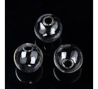 Boutigem 100 perline rotonde in vetro soffiato trasparente, 18 mm, per orecchini, collane, fai da te, con mezzo foro da 3-5 mm