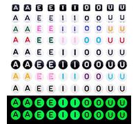 Boutigem 1000 Pz 40 Stili Perline con Lettere Vocali in Acrilico che si Illuminano al Buio, Cubiche e Piatte Rotonde Luminose A E I O U Perline Alfabeto DIY Braccialetti dell'Amicizia Collane