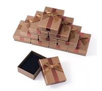 Boutigem 12Pcs rettangolo scatole di esposizione dei monili del cartone scatole di regalo dei monili di carta con Bowknot per la scatola di imballaggio dei mon