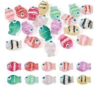 Boutigem 20 perline di vetro a forma di pesce in 10 colori, fatte a mano, perline in vetro lavorato a lume in stile cartone animato oceano per la creazione di gioielli fai da te