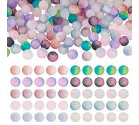 Boutigem 200 perline rotonde in vetro smerigliato da 6 mm, colorate, perline di cristallo rotonde per la creazione di gioielli, fai da te, bracciali, collane, orecchini