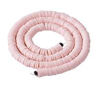 Boutigem 380 perline rotonde e piatte in argilla polimerica da 6 mm, fatte a mano, perline Heishi per la creazione di gioielli, braccialetti e collane, rosa