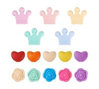 Boutigem 50 perline in silicone a forma di corona, cuore, rosa, per braccialetti fai da te, collane carine, San Valentino, festa della mamma, regali per fare decorazioni