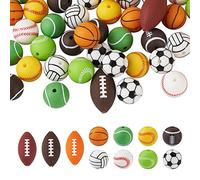 Boutigem - 54 perline in silicone, perline in gomma, perline sciolte con funzione di distanziatori, per collane, bracciali, orecchini, gioielli fatti a mano, decorazioni per artigianato, sport come