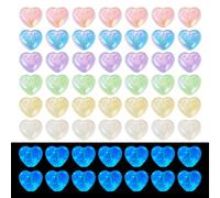 Boutigem 60 perline luminose in acrilico a forma di cuore, placcate in colore AB, glitterate che si illuminano al buio, per la creazione di bracciali, collane e gioielli