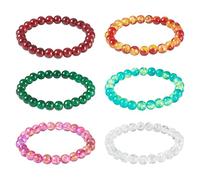 Boutigem 6Pcs Colori assortiti cristallo perline Stretch bracciali 8 mm vetro gemma perline rotonde braccialetti Boho per le donne Boutigemuomini braccialetti