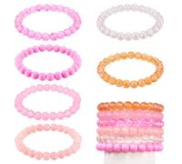 Boutigem Bracciali con perle di cristallo e gemme da 8mm, perline di vetro colorate, bracciali elastici impilabili per donne e uomini, Misura unica, Vetro, Nessuna pietra preziosa