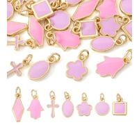 Boutigem Ciondoli in ottone smaltato ovale a forma di croce quadrata con fiore con anello di salto per la creazione di gioielli fai da te artigianato per la casa decorazione per feste, Smalto