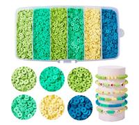Boutigem Set di 5640 perline Heishi rotonde e piatte in argilla polimerica fatte a mano, a forma di disco, per collane, bracciali, orecchini, gioielli, artigianato fai da te