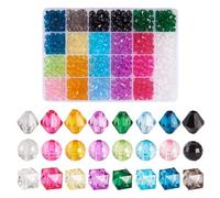 Boutigem Set di 640 perline acriliche trasparenti colorate sfaccettate cubiche rotonde bicono perline acriliche per la creazione di gioielli per collane, bracciali