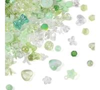 Boutigem Set di perline acriliche verdi da 100 g, perline acriliche trasparenti per il giorno di San Patrizio Kit per la creazione di braccialetti e collane