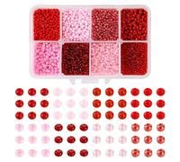 Boutigem Set di perline in vetro rosa da 160 g, piccole perline sfuse rotonde da 2 mm, per bracciali, collane, gioielli, artigianato fai da te