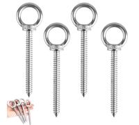 Boutihao 4 Pezzi Bulloni ad Occhiello M10 x 80 mm, Golfari Bullone a occhiello in acciaio inox 304, Bullone per Sollevamento, per Sollevamento Fissaggio, Amaca e Sedia a Dondolo
