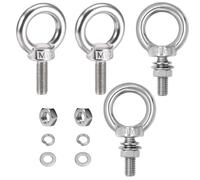 Boutihao 4 Pezzi M10 x 30 mm Bulloni Occhiello Bullone per Sollevamento Bulloni a Forma di Anello Viti con Occhiello, Golfari con Rondella e Dado Occhielli a Vite per Rullo di Fissaggio e Sospensione