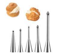 Boutihao 5 Pezzi Ugello di Riempimento Beccucci, Siringa per Iniezione di Bignè, Puff Ugello Lungo, Sac a Poche Bocchetta per Farcire Beccuccio per Cupcake Riempimento Donuts Eclairs Pasticcerie