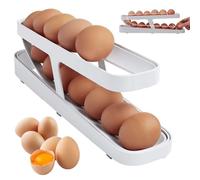 Boutihao Refrigerator Rolling Egg Holder, Portauova A Scorrimento Automatico Scatola Di Stoccaggio, Doppio Strato Di Grande Capacità Portauova Frigorifero, Per Uova Per 12-14 Uova (2 Strati)